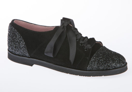 ZAPATO DE MUJER ANTE Y GLITTER NEGRO