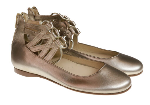 ZAPATO DE MUJER BAILARINA TALON ALTO ORO - Imagen 2