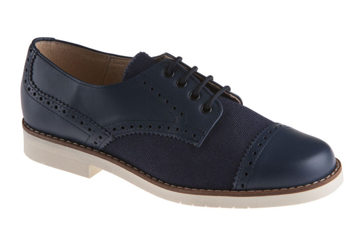ZAPATO DE NIÑO COMUNIÓN PIEL Y LINO AZUL