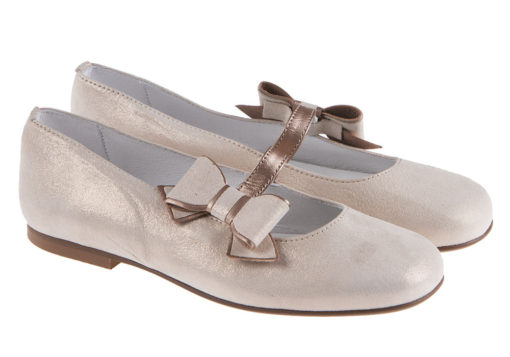 ZAPATO DE NIÑA COMUNIÓN PIEL ROSA Y LAZO LATERAL - Imagen 4