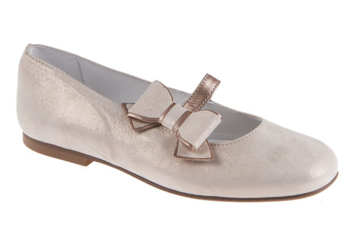 ZAPATO DE NIÑA COMUNIÓN PIEL ROSA Y LAZO LATERAL