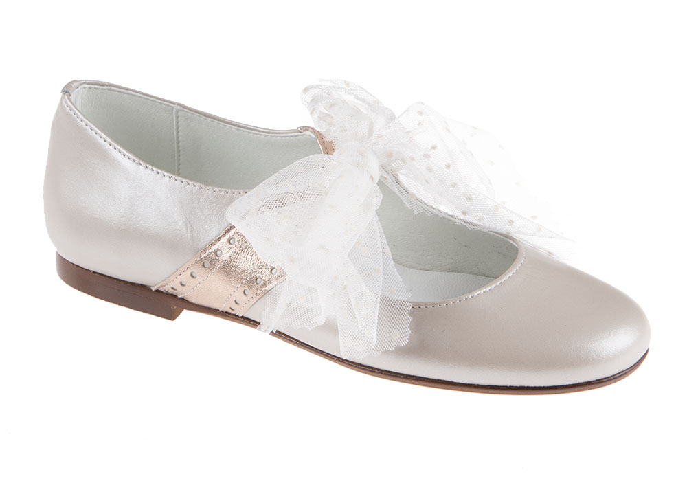 ZAPATO DE NIÑA COMUNIÓN ROSA y LAZO PLUMETI - Maria Catalán