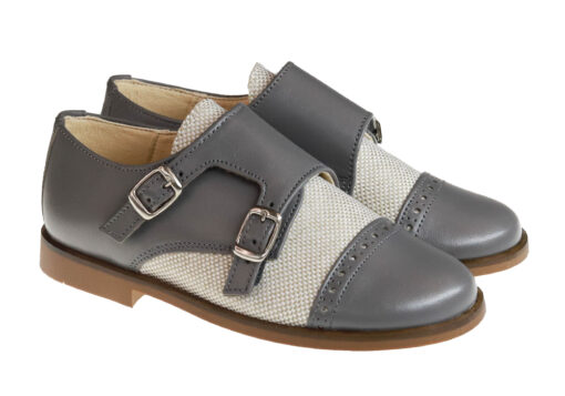 ZAPATO DE NIÑO CEREMONIA LINO Y NAPA GRIS - Imagen 2