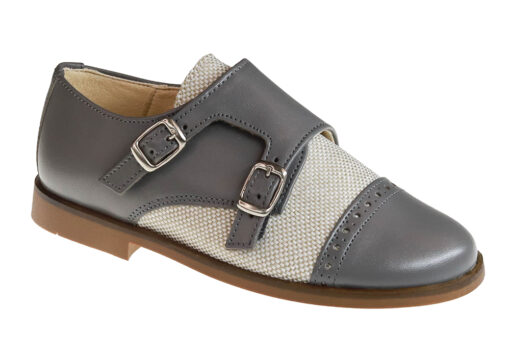 ZAPATO DE NIÑO CEREMONIA LINO Y NAPA GRIS
