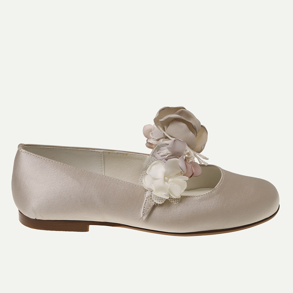 ZAPATO COMUNIÓN NIÑA RASO CHAMPAGNE