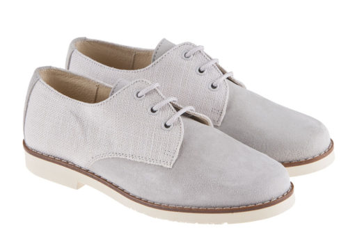 ZAPATO DE NIÑO COMUNIÓN ANTE Y LINO GRIS - Imagen 2