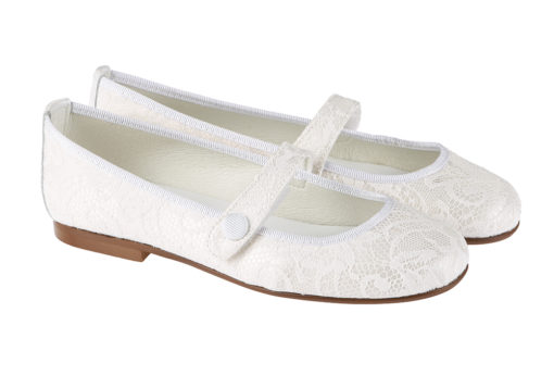 ZAPATO DE NIÑA COMUNIÓN ENCAJE CRUDO - Imagen 2