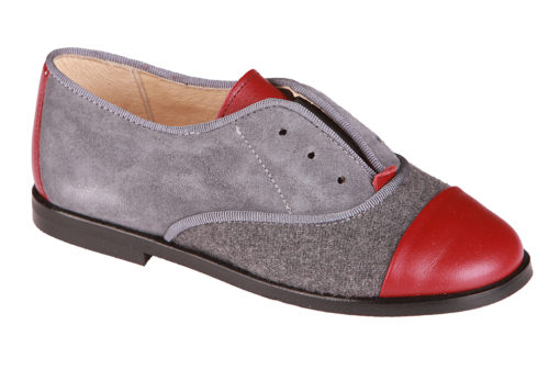 ZAPATO DE NIÑA GRIS-BURDEOS