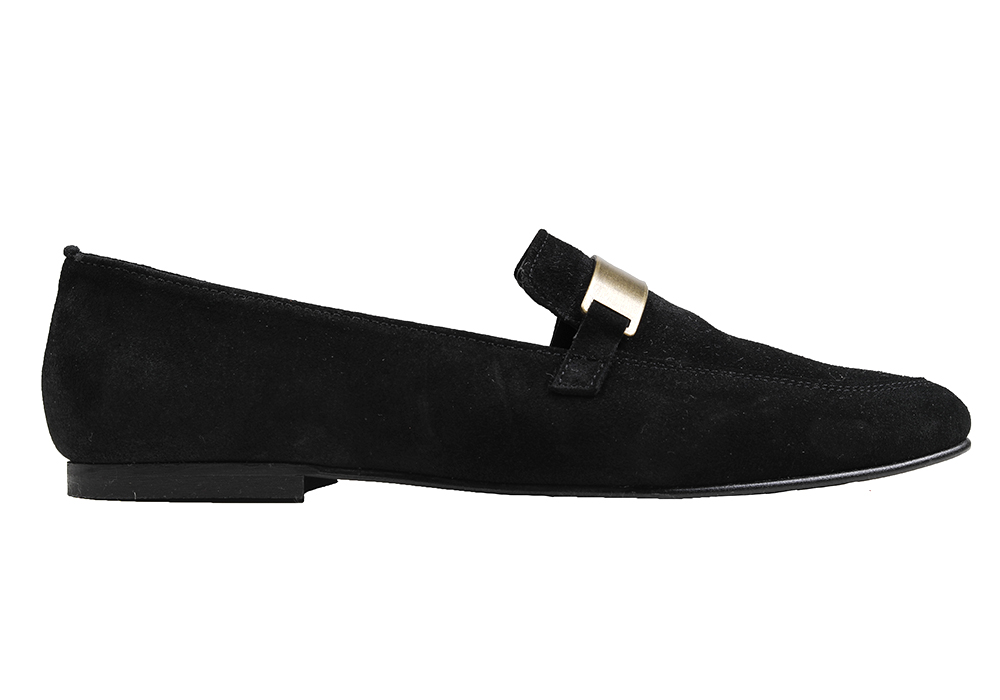ZAPATO DE MUJER MOCASIN ANTE NEGRO