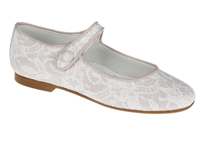 ZAPATO DE NIÑA COMUNIÓN ENCAJE MAQUILLAJE