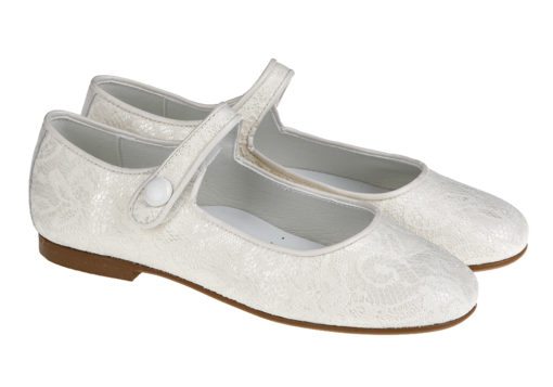 ZAPATO DE NIÑA COMUNIÓN ENCAJE CRUDO - Imagen 3