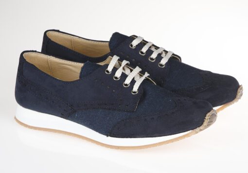 ZAPATO DE NIÑO COMUNIÓN ANTE Y LINO MARINO DEPORTIVO - Imagen 2