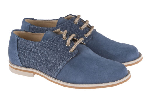 ZAPATO DE NIÑO COMUNIÓN SERRAJE AZUL COMBINADO CON VAQUERO - Imagen 2
