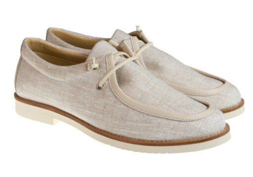 ZAPATO DE NIÑO COMUNIÓN LINO BLANCO Y BEIG - Imagen 2