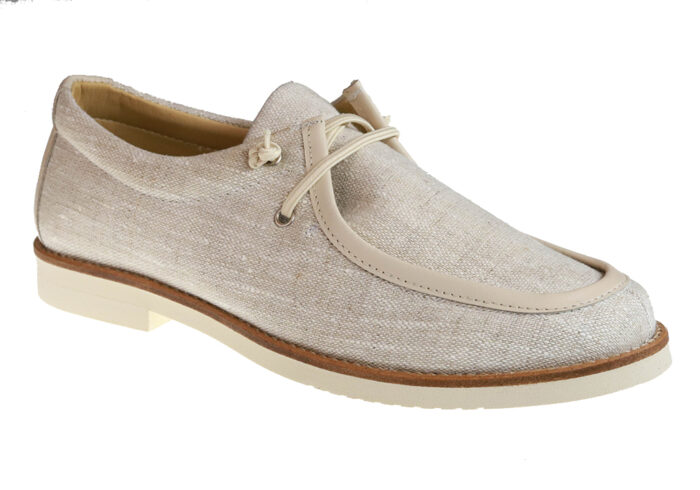 ZAPATO DE NIÑO COMUNIÓN LINO BLANCO Y BEIG