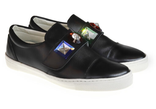 SNEAKER PIEL NEGRO CON VELCRO - Imagen 2