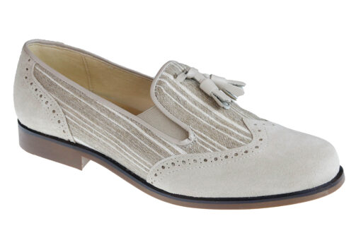 ZAPATO DE NIÑO COMUNIÓN MOCASIN MOÑAS BEIG