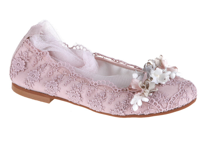 ZAPATO DE NIÑA COMUNIÓN ENCAJE ROSA