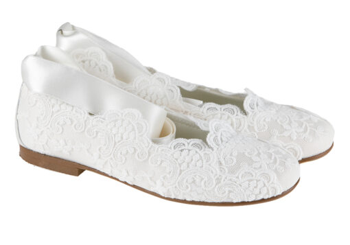 ZAPATO DE NIÑA COMUNIÓN PUNTILLA BLANCO - Imagen 2