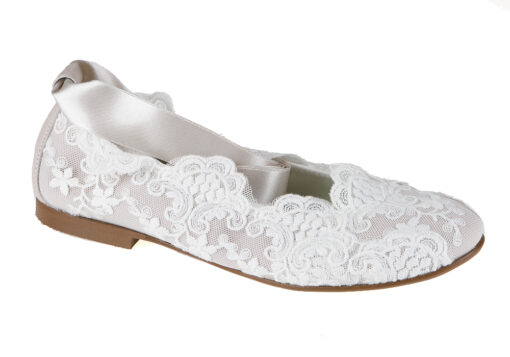 ZAPATO DE NIÑA COMUNIÓN PUNTILLA MAQUILLAJE