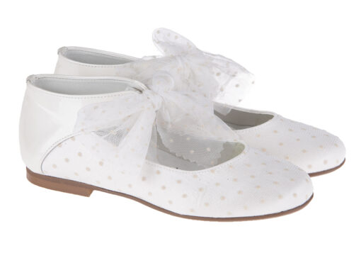 ZAPATO DE NIÑA COMUNIÓN CHAROL Y PLUMETI TOPOS - Imagen 2