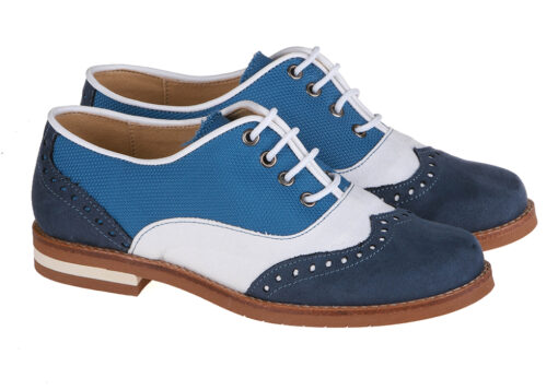 ZAPATO DE NIÑO COMUNIÓN AZUL AZAFATA Y BLANCO - Imagen 2