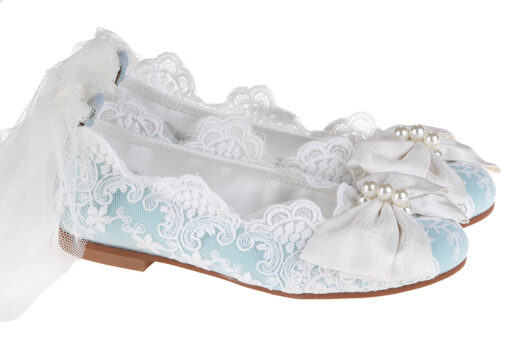 ZAPATO DE NIÑA COMUNIÓN PUNTILLA CELESTE - Imagen 2