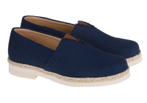 ZAPATO DE NIÑO COMUNIÓN ALPARGATA LINO AZUL - Imagen 2