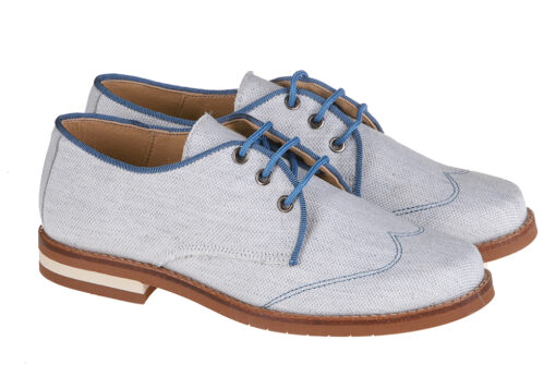 ZAPATO DE NIÑO COMUNIÓN BLUCHER LINO GRIS - Imagen 2