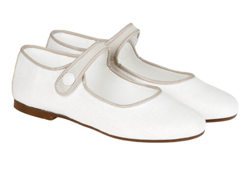 ZAPATO DE NIÑA COMUNIÓN LINO BLANCO-BEIGE