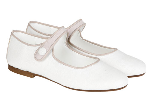 ZAPATO DE NIÑA COMUNIÓN LINO BLANCO-NUDE