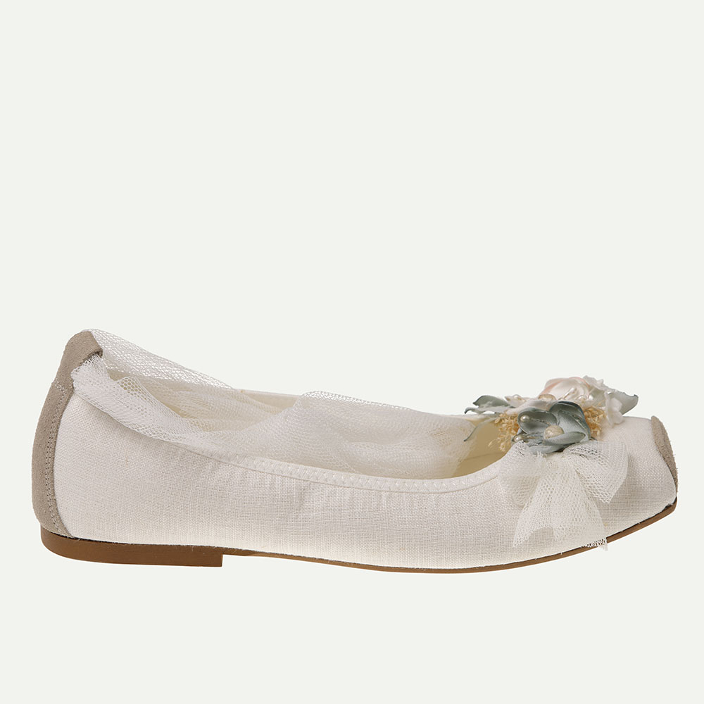 ZAPATO COMUNIÓN NIÑA LINO BLANCO ROTO