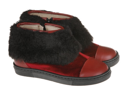 BOTA NIÑA DE INVIERNO TERCIOPELO CON PELO GRANATE - Imagen 2
