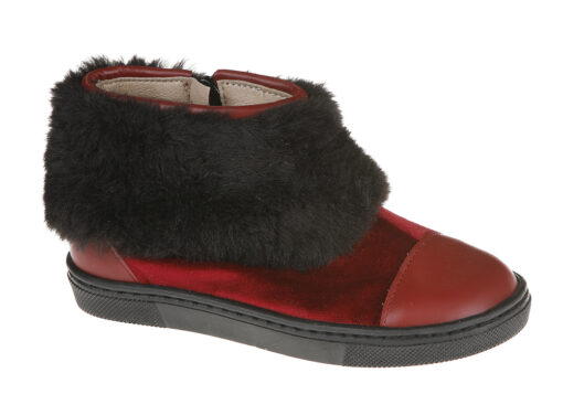 BOTA NIÑA DE INVIERNO TERCIOPELO CON PELO GRANATE