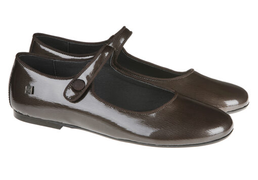 ZAPATO DE NIÑA TIPO MERCEDITAS CHAROL MARRON CHOCOLATE - Imagen 2