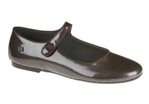 ZAPATO DE NIÑA TIPO MERCEDITAS CHAROL MARRON CHOCOLATE