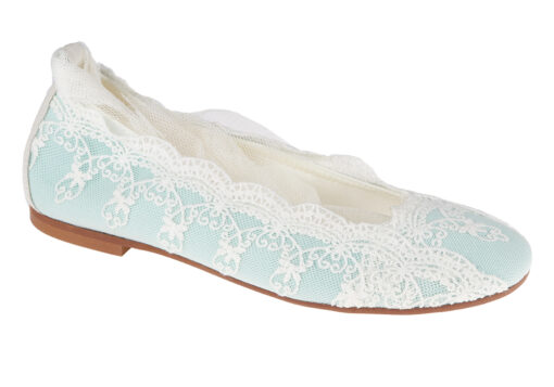 ZAPATO DE NIÑA COMUNIÓN ENCAJE CELESTE