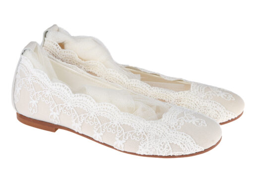 ZAPATO DE NIÑA COMUNIÓN ENCAJE CRUDO - Imagen 2
