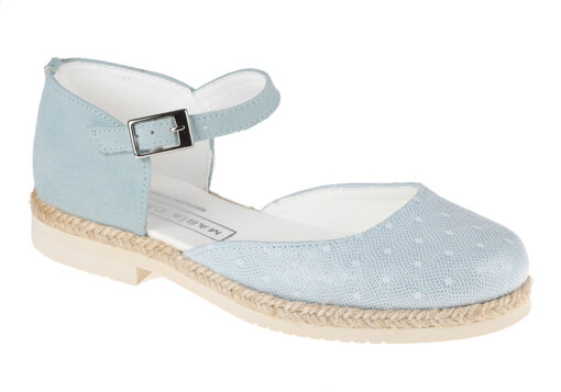 ZAPATO DE NIÑA COMUNIÓN PLUMETI Y ANTE COLOR CELESTE