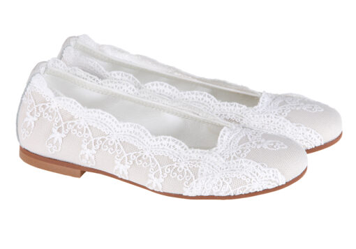 ZAPATO DE NIÑA COMUNIÓN ENCAJE CRUDO - Imagen 2