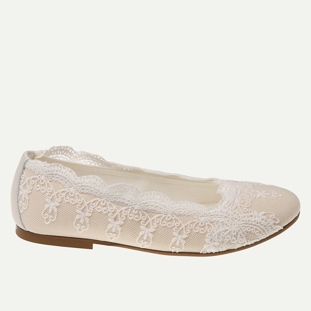 ZAPATO COMUNIÓN NIÑA ENCAJE CRUDO