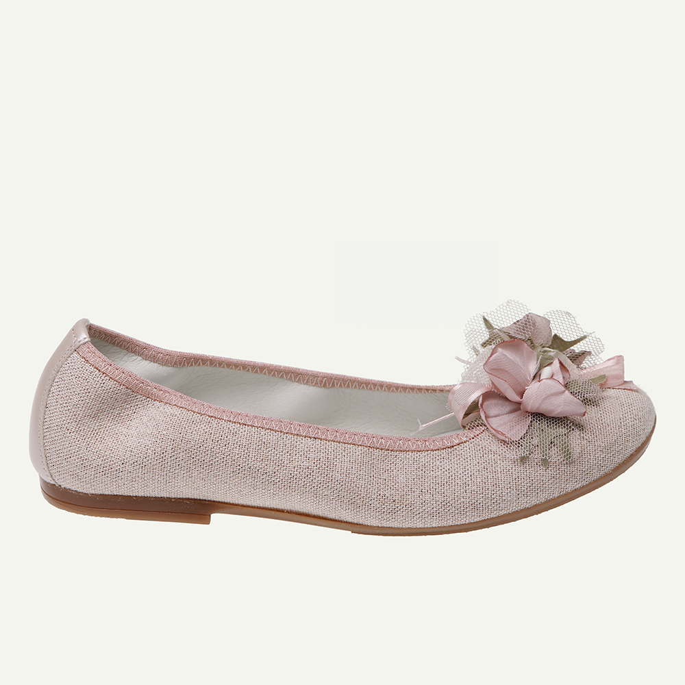 ZAPATO COMUNIÓN NIÑA LINO BRILLO ROSA
