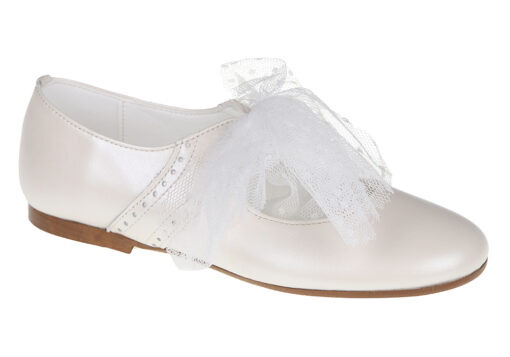 ZAPATO DE NIÑA COMUNIÓN NACARADO BLANCO ROTO - Imagen 2
