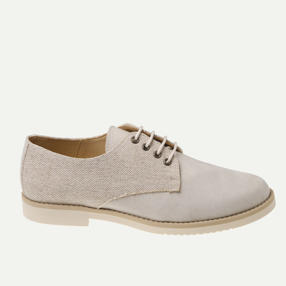 ZAPATO COMUNION NIÑO ANTE Y LINO CRUDO