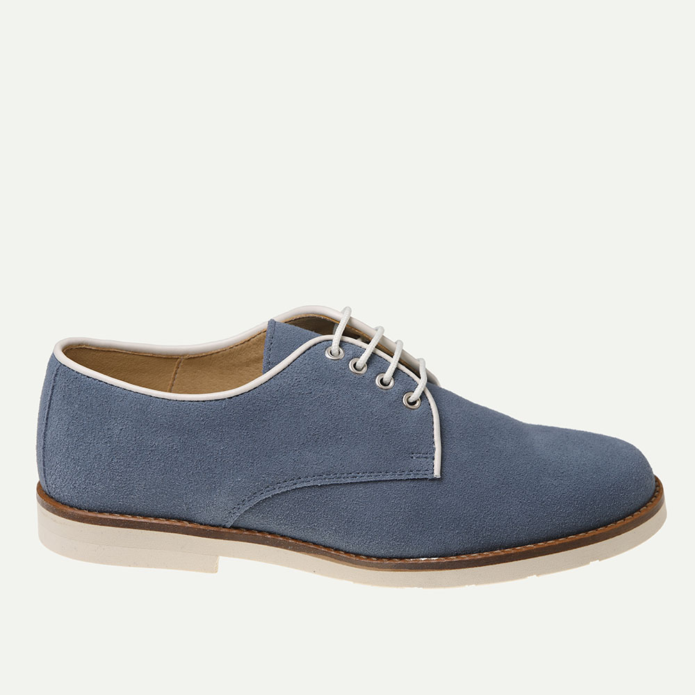 ZAPATO COMUNION NIÑO SERRAJE AZUL - ESTILO CLÁSICO CON CORDONES